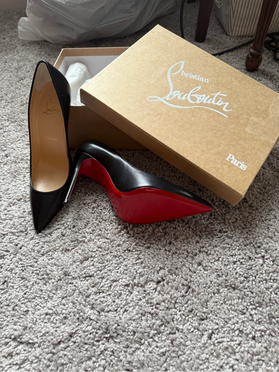 Christian Louboutin Shoes - NWT Christian Louboutin Black Leather Pointed-Toe Pumps with Red Sole